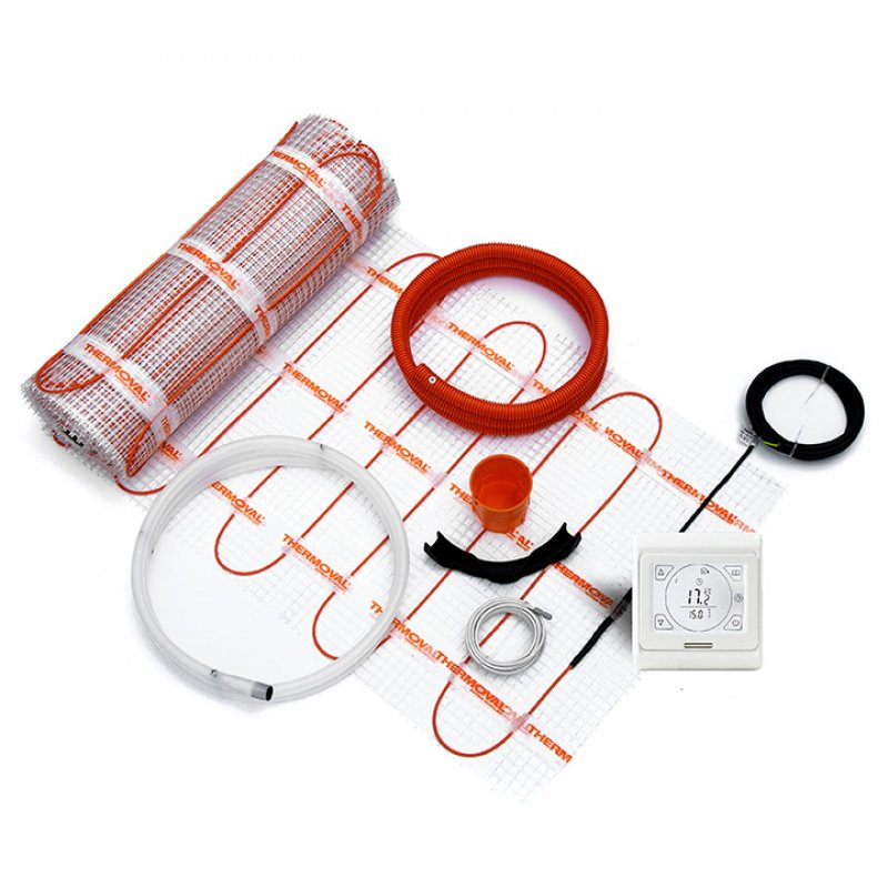 Thermoval Zestaw ogrzewania podłogowego z matą grzewcząTV TO 50 170 W/m2, 3,0 m2, 510 W, regulator TT 16, kod 5901812593559