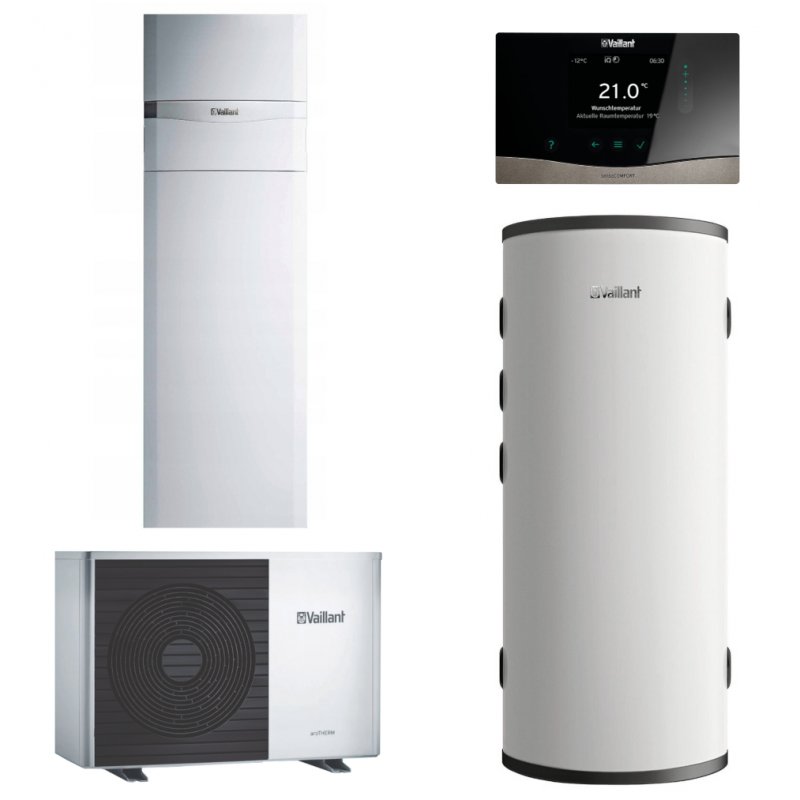 Vaillant Zestaw aroTHERM VWL 35/6 A + VIH QW 190/6E uniTOWER plus + VP RW 45/2B + sensoCOMFORT VRC 720 Kod 0010044262