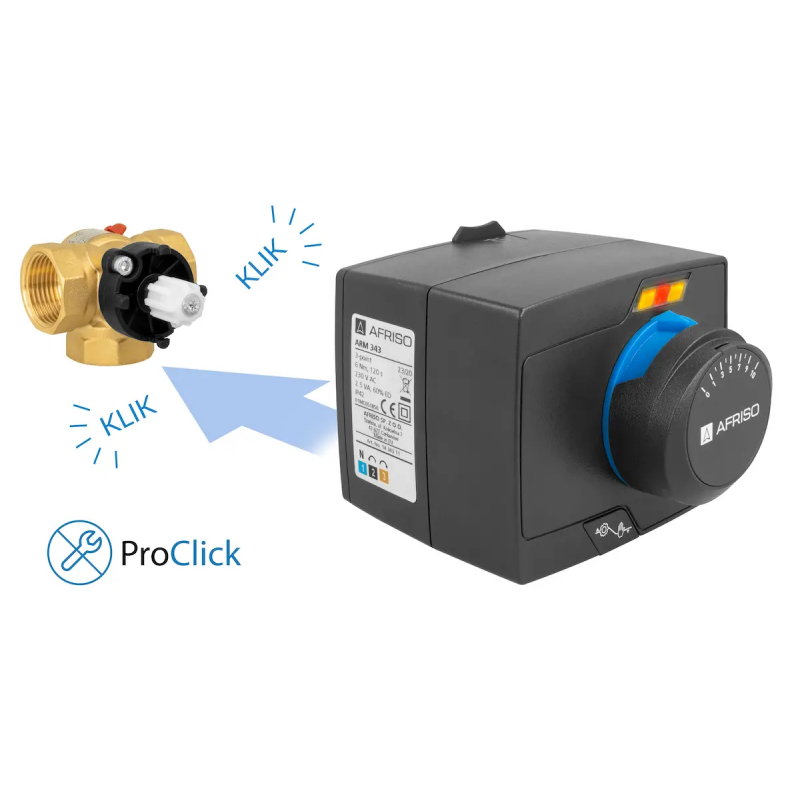 Afriso Vario ProClick ARV 387 Zestaw regulacyjny 3-drogowy obrotowy zawór mieszający DN50, Rp 2 cale + siłownik elektryczny ARM 343 kod 1338754 