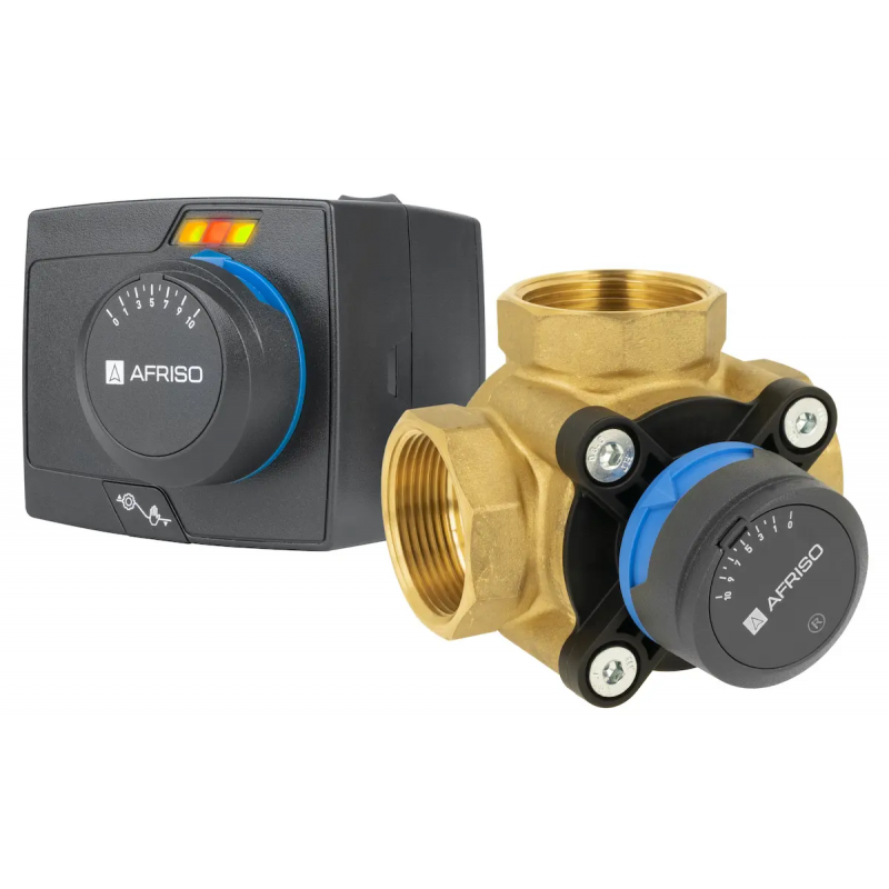 Afriso Vario ProClick ARV 387 Zestaw regulacyjny 3-drogowy obrotowy zawór mieszający DN50, Rp 2 cale + siłownik elektryczny ARM 343 kod 1338754
