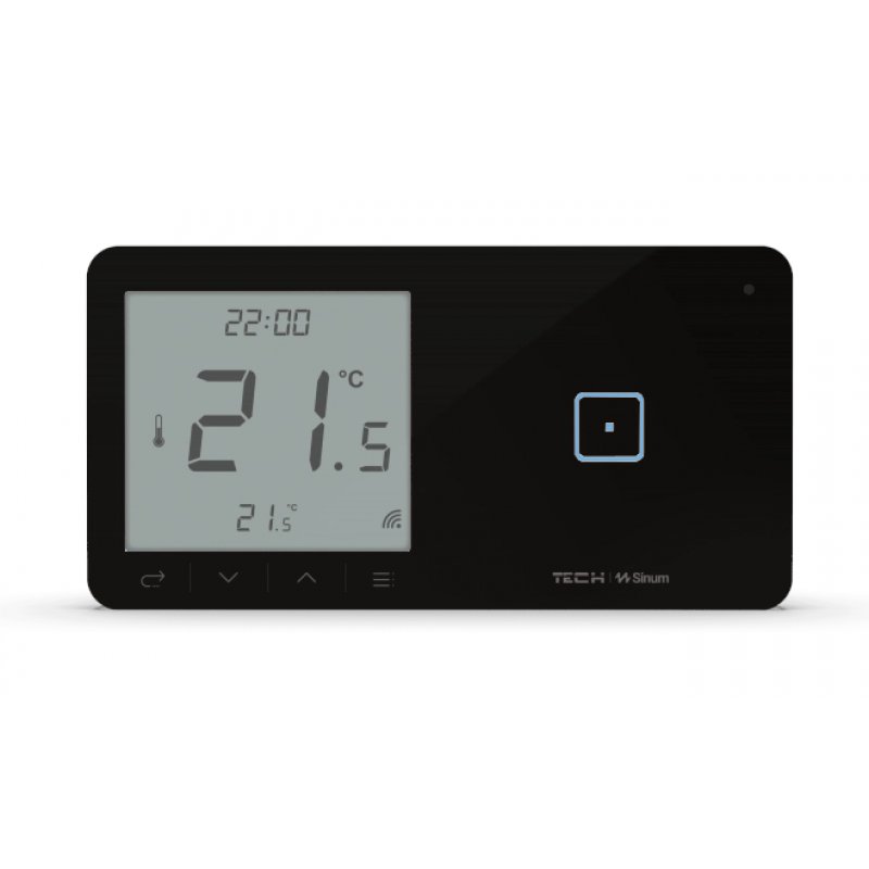 TECH WSR-01 Przewodowy regulator pokojowy z włącznikiem jednopolowym lewy czarny kod WG.23.0154