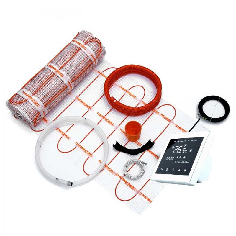 Thermoval Zestaw ogrzewania podłogowego z matą grzewczą TV TO 50, 170 W/m2, 1,0 m2, 170 W, regulator TVT 30 BB kod 5901812596512