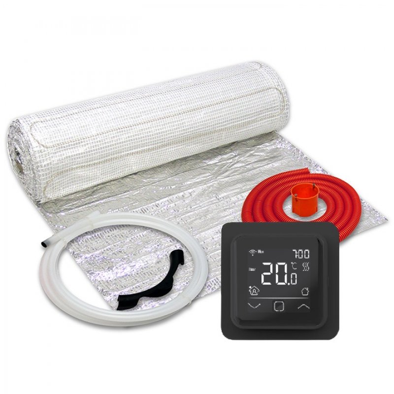 Thermoval Zestaw ogrzewania podłogowego z matą grzewczą WT 2010 AL, 150 W/m2, 7,0 m2, 1050 W, regulator TVT 40 CC WiFi (czarny) kod 5901812598356