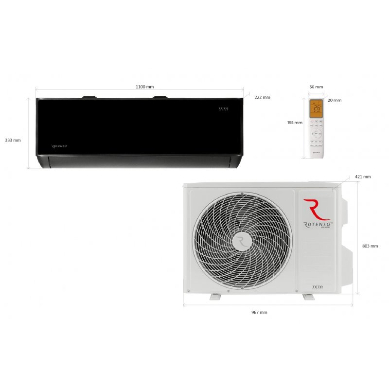 Rotenso Teta Mirror TM70Xi R16 Klimatyzator pokojowy (jednostka wewnętrzna) o mocy 6,9 kW, smart Wi-Fi Kod TM70Xi R16 