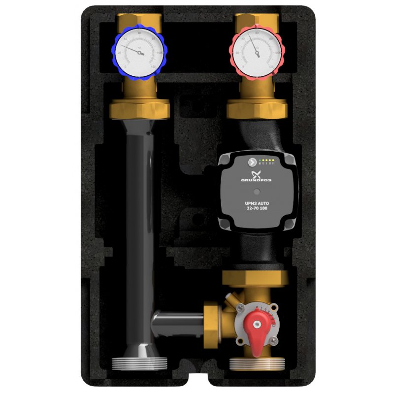 Womix SMT 125 Grupa mieszająco-pompowa DN 32 (1 1/4") z izolacją, z pompą Grundfos UPM3 Auto 32-70, z zaworem obrotowym kod 607068