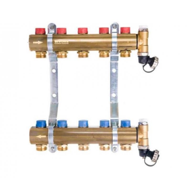 Womix CM-NRT 6F rozdzielacz mosiężny centralnego ogrzewania, 6-obwodów, kod 200406