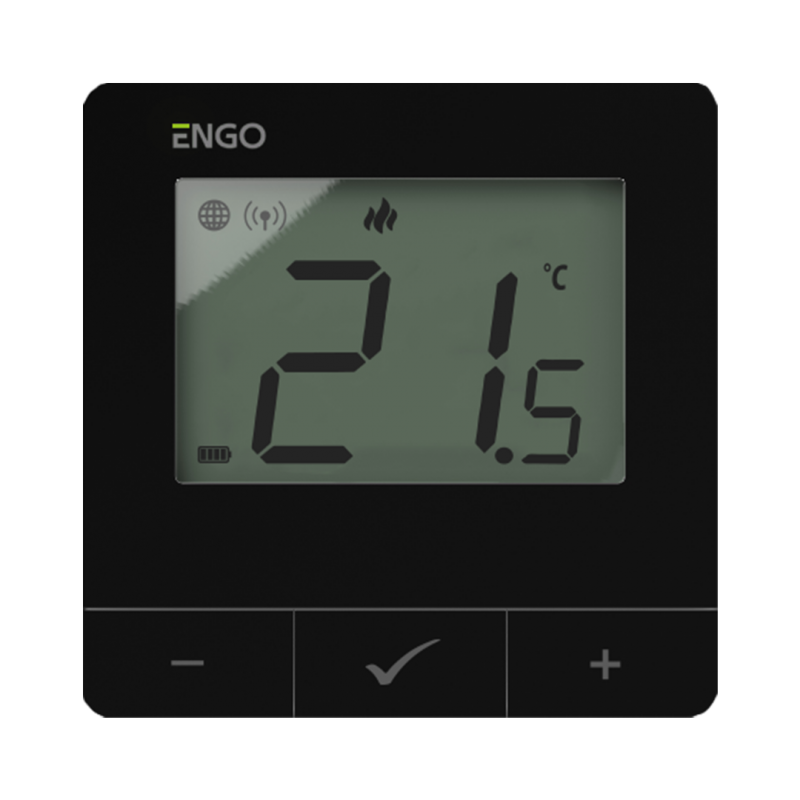 Engo Control smart E25-BATB internetowy regulator temperatury ZigBee/868 MHz, natynkowy, zasilany bateryjnie czarny kod 932342946