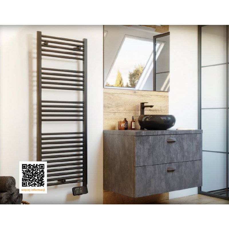 Atlantic THEOLA BLACK DIGITAL 200W Suszarka łazienkowa elektryczna KOD 100446 