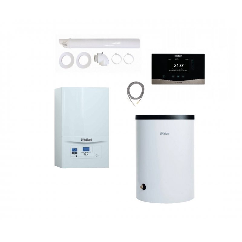 Vaillant VC 246/5-3 (H-PL) Pro + VIH R 150 + czujnik c.w.u. + VRC 720 sensoCOMFORT + zestaw przez ścianę kod 10021978-2