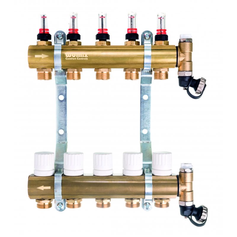 Womix CM-NTRot026 8F rozdzielacz mosiężny centralnego ogrzewania, 8-obwodów, kod 200568