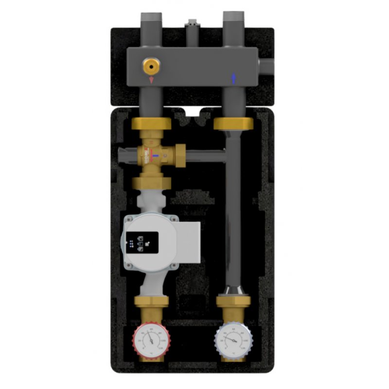 Womix Zestaw H3 z pompą Grundfos UPM3S Auto 25-60, jednoobwodowy z termostatycznym zaworem mieszającym o regulacji 20-45 oC kod 656072