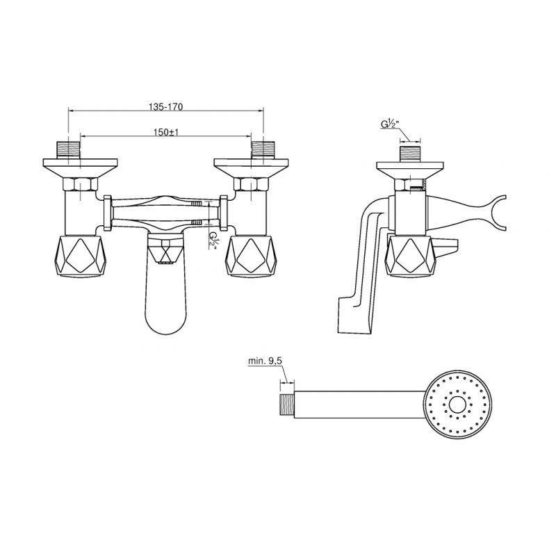 Invena Bateria wannowa z zestawem natryskowym Modena Kod  BW-11-F0S-L 