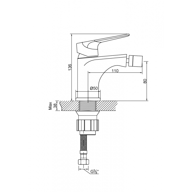 Invena Bateria bidetowa Dokos biały/chrom  BB-19-002-V 