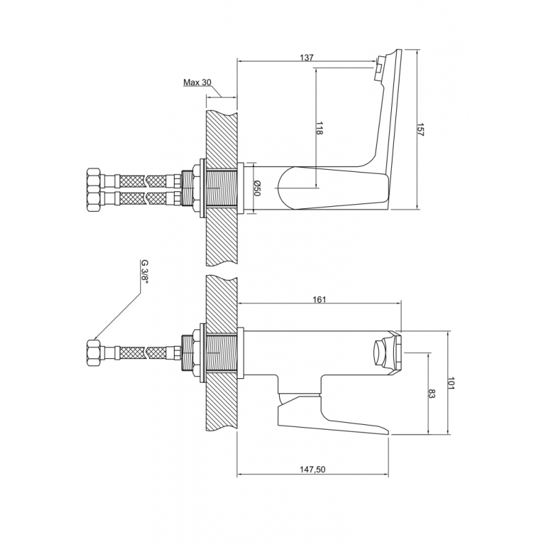 Invena Bateria umywalkowa Dokos chrom Kod  BU-19-0B1-V 