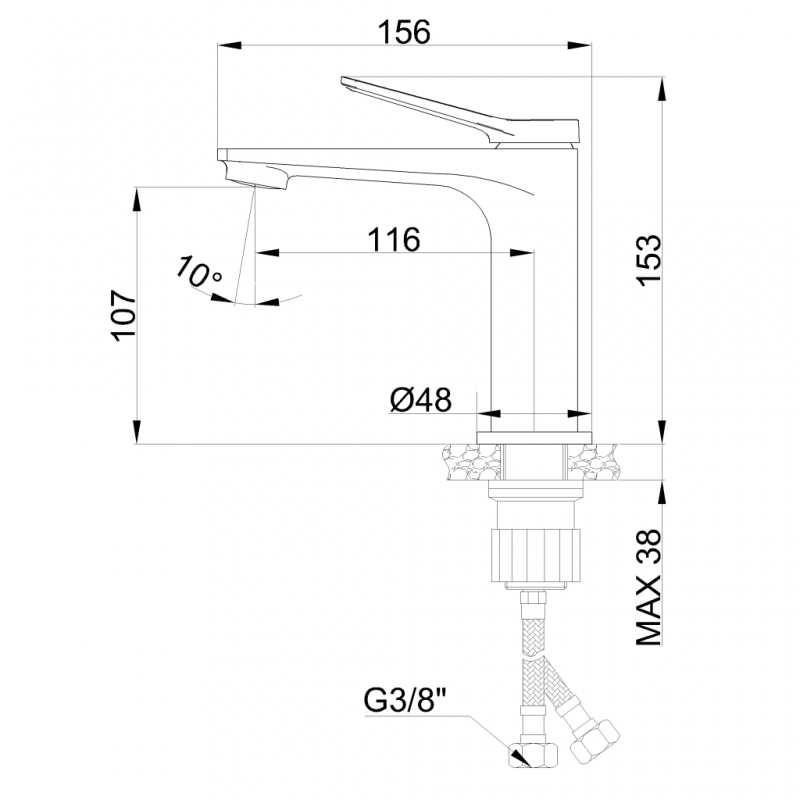 Invena Bateria umywalkowa Alonia czarny połysk Kod BU-70-004-V 