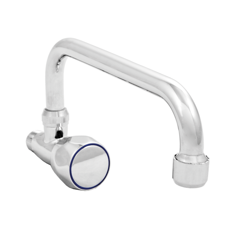INVENA Kran czerpalny ścienny z wylewką typu U o długości 200 mm, pokrętło Modena Kod BU-64-F5S-L
