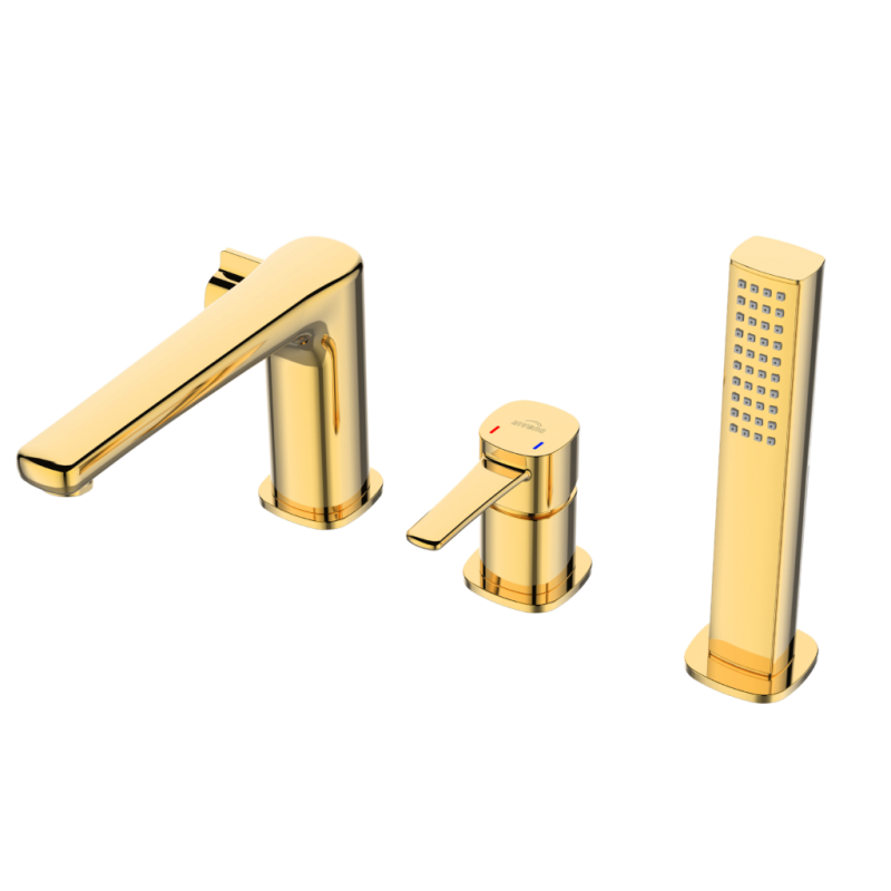 Invena Bateria wannowa 3-otworowa Glamour złoty Kod: BW-02-S09-V 