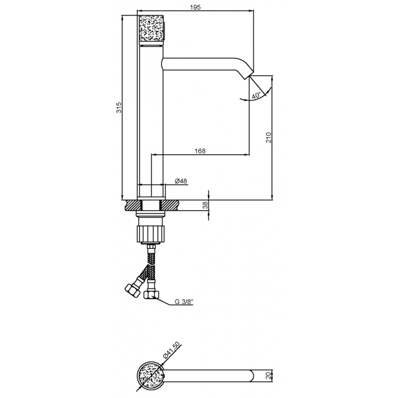 Invena Bateria umywalkowa wysoka Gabro Plus chrom Kod:  BU-3P-W01-V 