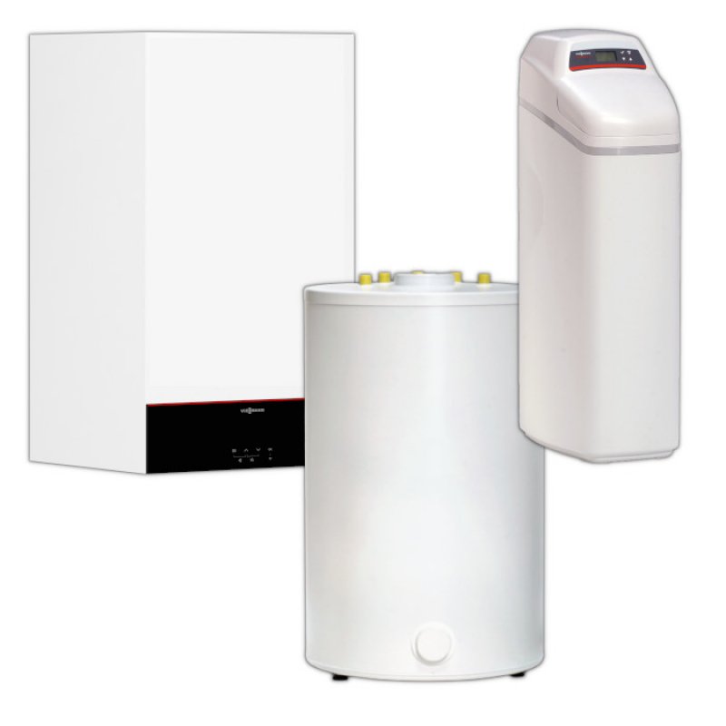Viessmann VITODENS 100-W 25 kW Pakiet Kocioł + zasobnik Vitocell 200-V o pojemności 140l + zmiękczacz wody Aquastilla 25 kod Z028193
