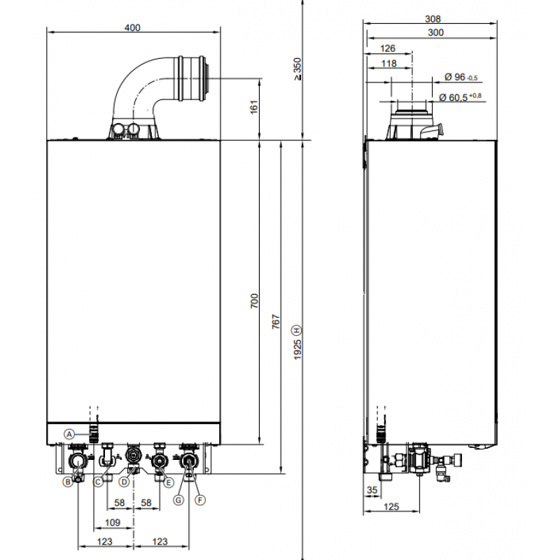 Viessmann VITODENS 050-W B0HA 25 kW Pakiet Kocioł + zasobnik Vitocell 100-W Typ CUGB o pojemności 150l kod Z028060 