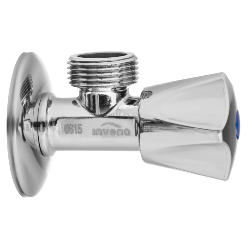 INVENA Zawór grzybkowy odcinający do dolnopłuka, pralki lub baterii Chrom 1/2 cal GZ  Kod ZW-10-015-L