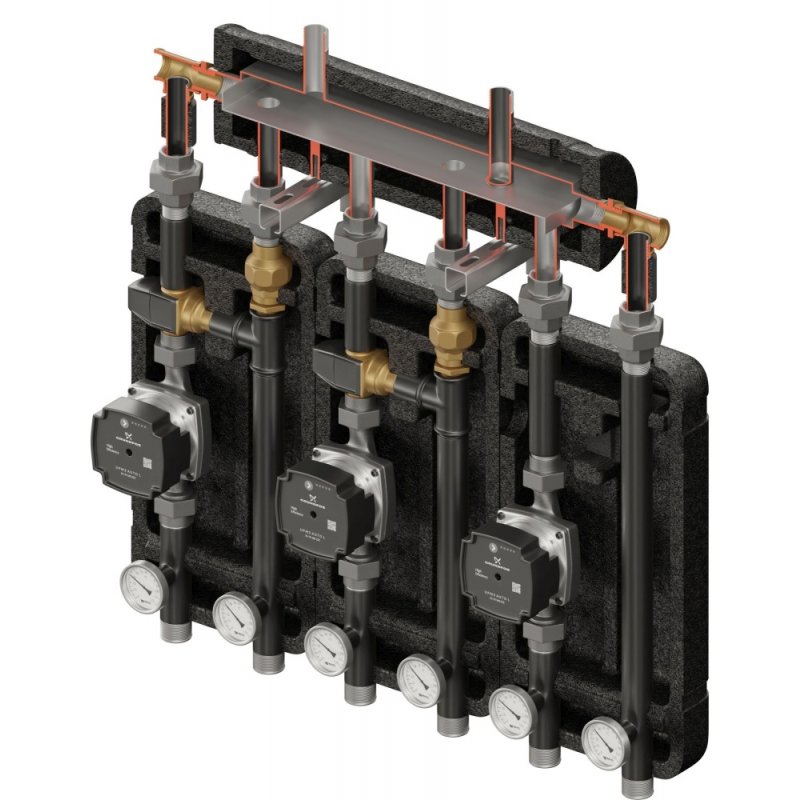 Elterm Brygada 3D+ 9033 Zestaw hydrauliczny (KRE 3D, UNI, 2xVTA322, pompy DN25 Grundfos) kod 849033