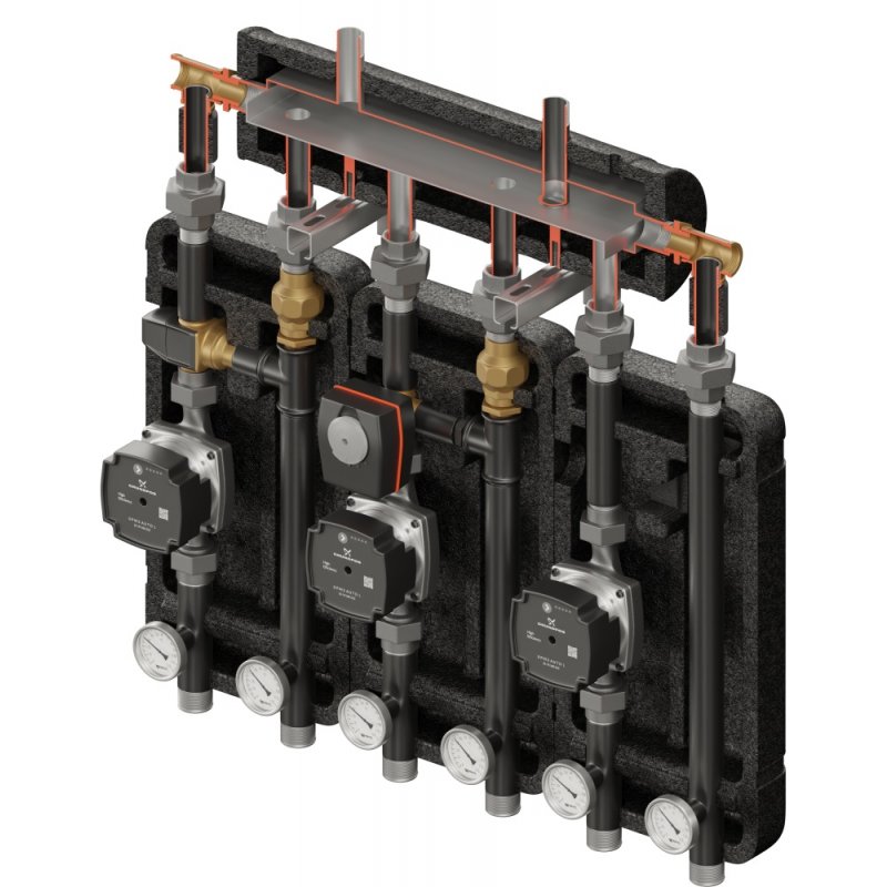 Elterm Brygada 3D+ 9034 Zestaw hydrauliczny (KRE 3D, UNI, VTA322, VRG432, pompy DN25 Grundfos, siłownik ARA) kod 849034