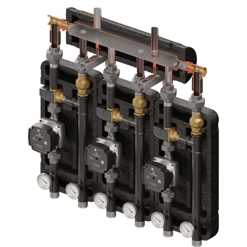 Elterm Brygada 3D+ 9333 Zestaw hydrauliczny (KRE 3D, 3 x VTA322, pompy DN25 Grundfos) kod 849333