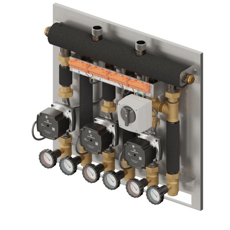 Elterm Eskadra 3D+ 9004 Zabudowany zestaw hydrauliczny (KRE 3D, 2 x UNI, z. obrotowy z siłownikiem, pompy DN15 Grundfos) kod 829004