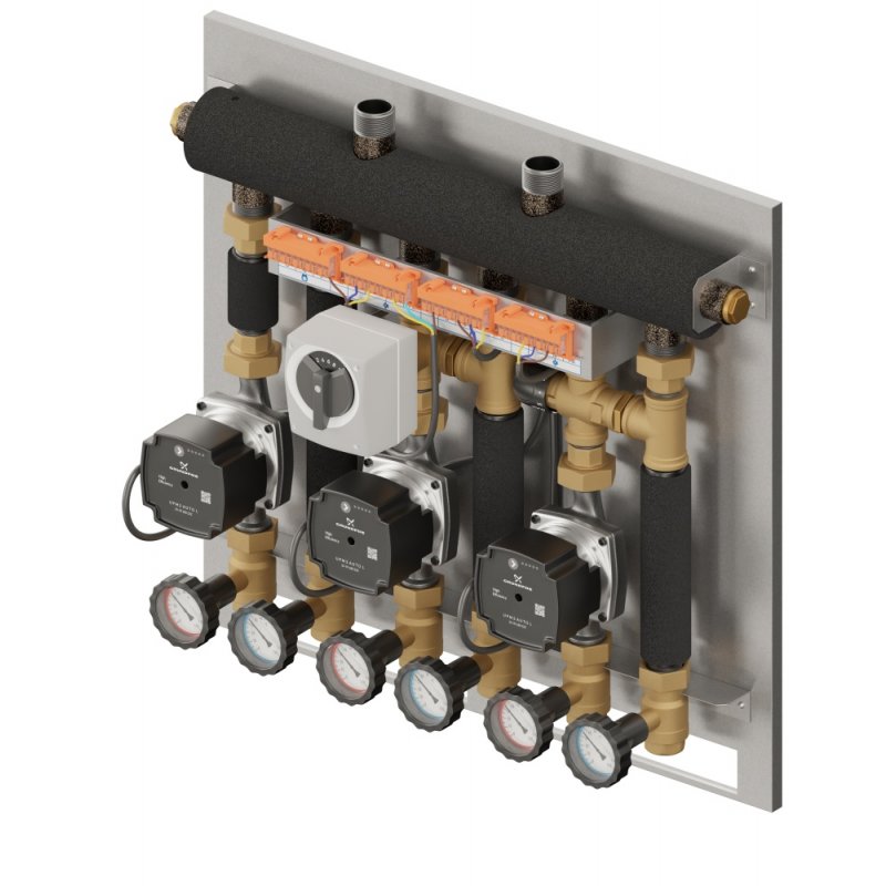Elterm Eskadra 3D+ 9043 Zabudowany zestaw hydrauliczny (KRE 3D, UNI, z. obrotowy z sił, z. miesz. termost., pompy DN15 Grundfos) kod 829043