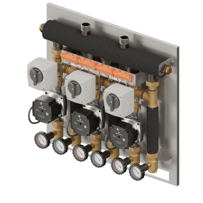 Elterm Eskadra 3D+ 9444 Zabudowany zestaw hydrauliczny (KRE 3D, 3 x z. obrotowy z siłownikiem, pompy DN15 Grundfos) kod 829444