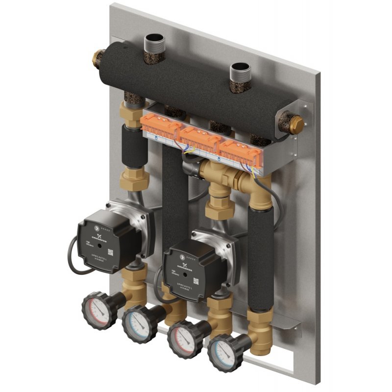 Elterm Eskadra 2D+ 370 Zabudowany zestaw hydrauliczny (KRE 2D+, UNI, z. mieszający termostatyczny, pompy DN15 Grundfos) kod 825370
