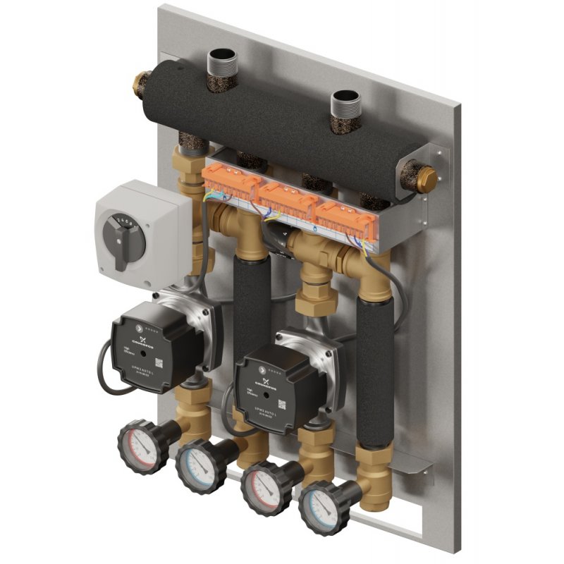 Elterm Eskadra 2D+ 364 Zabudowany zestaw hydrauliczny (KRE 2D+, z. mieszający termost., z. obrotowy z siłownikiem, pompy DN15 LFP) kod 825364