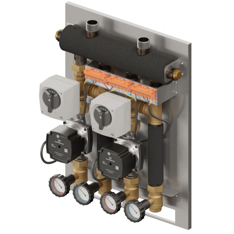Elterm Eskadra 2D+ 484 Zabudowany zestaw hydrauliczny (KRE 2D+, 2 x z. obrotowy z siłownikiem, pompy DN15 Grundfos) kod 825484