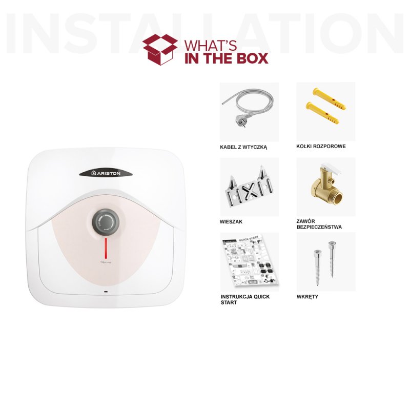 Ariston DUNE RS Elektryczny pojemnościowy podgrzewacz wody podumywalkowy 15L kod 3100855 