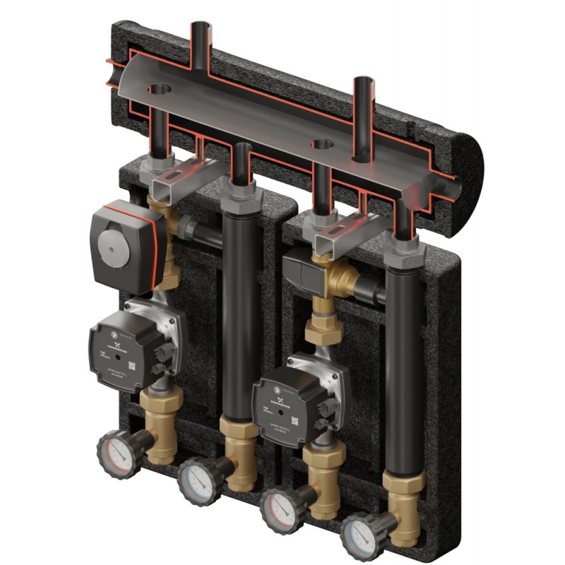 Elterm Brygada 2D+ PRO 584 Zestaw hydrauliczny (KRE 2D+, VTA372, VRG432, pompy DN25 Grundfos, siłownik ARA) kod 860584