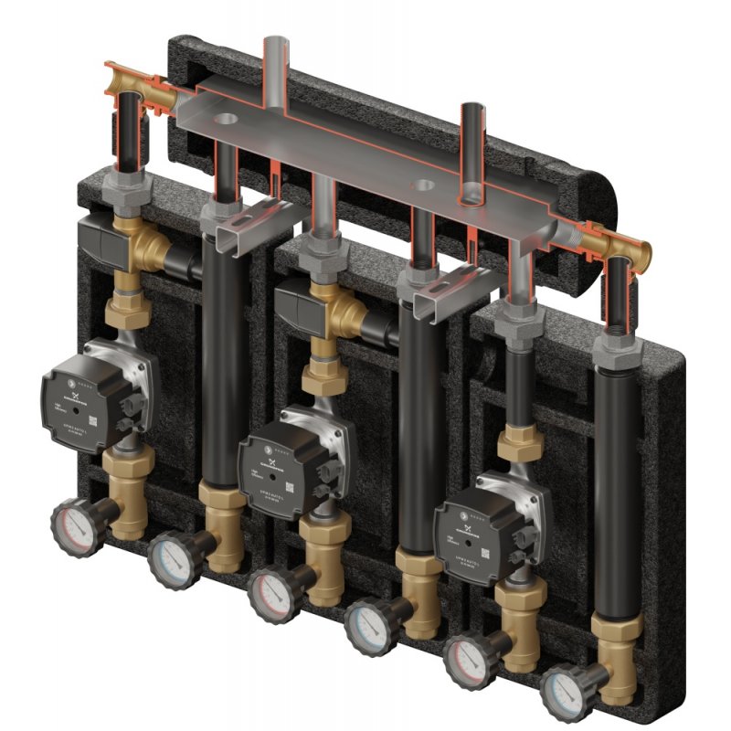 Elterm Brygada PRO 3D+ 9033 Zestaw hydrauliczny (KRE 3D, UNI, 2xVTA322, pompy DN25 Grundfos) kod 869033