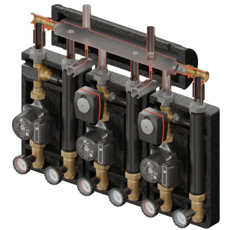 Elterm Brygada PRO 3D+ 9344 Zestaw hydrauliczny (KRE, VTA322, 2xVRG432, siłownik ARA, pompy DN25 Grundfos) kod 869344