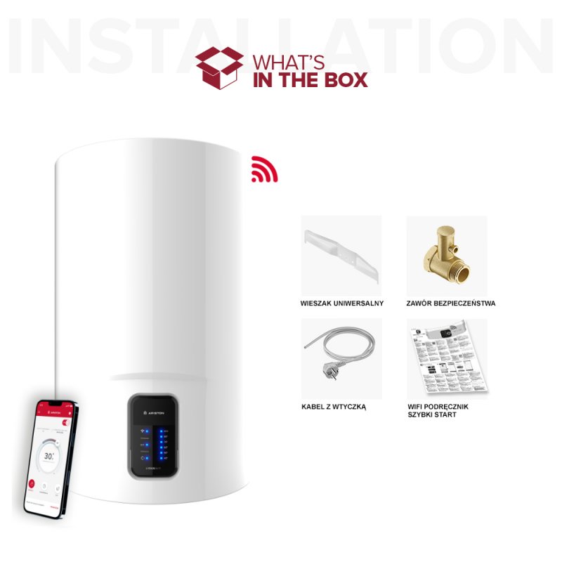 Ariston LYDOS WIFI 80V Elektryczny pojemnościowy podgrzewacz wody kod 3201375 