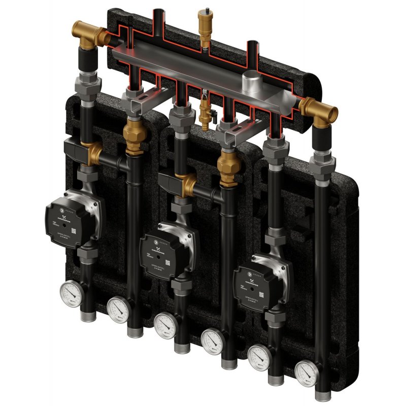 Elterm Kompania 3D+ 9033 Zestaw hydrauliczny (SKE 2DC+ 55kW, UNI, 2xVTA322, pompy DN25 Grundfos) kod 859033