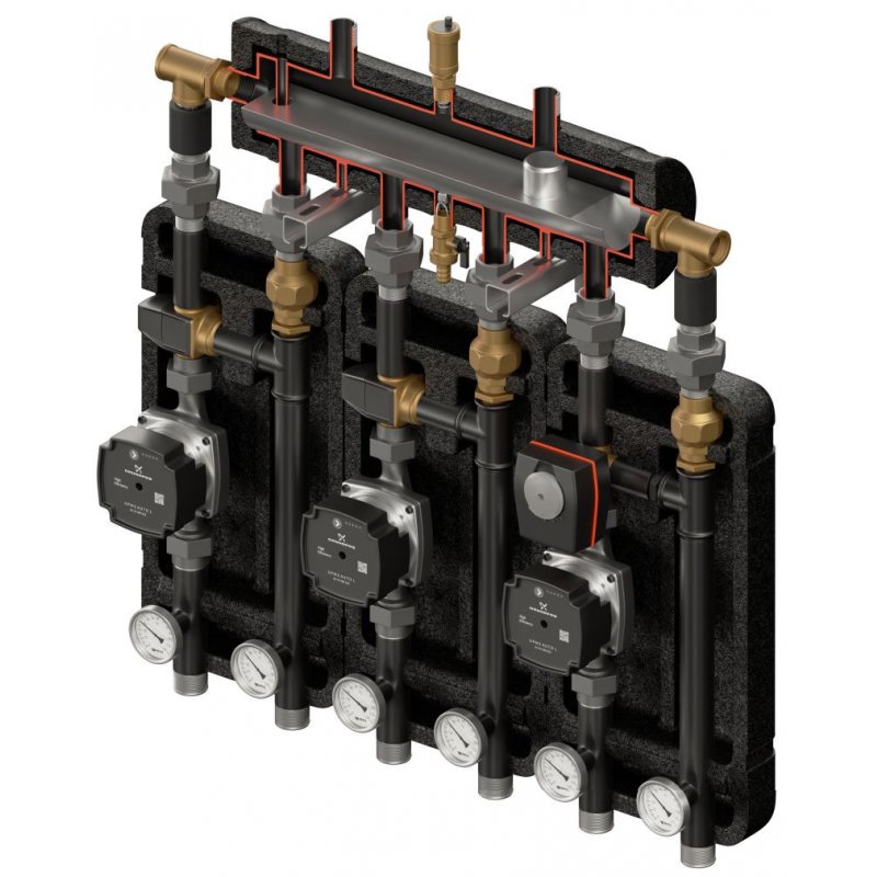 Elterm Kompania 3D+ 9334 Zestaw hydrauliczny (SKE 2DC+ 55kW, 2x VTA322, VRG432, siłownik ARA, pompy DN25 Grundfos) kod 859334