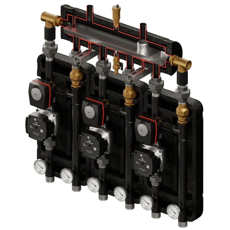Elterm Kompania 3D+ 9444 Zestaw hydrauliczny (SKE 2DC+ 55kW, 3 x VRG432, pompy DN25 Grundfos, siłownik ARA kod 859444