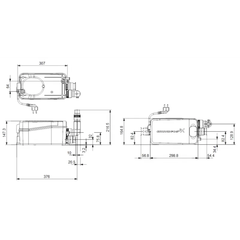 Grundfos Sololift2 D-2 pompa do umywalki lub natrysku Kod 97775318 