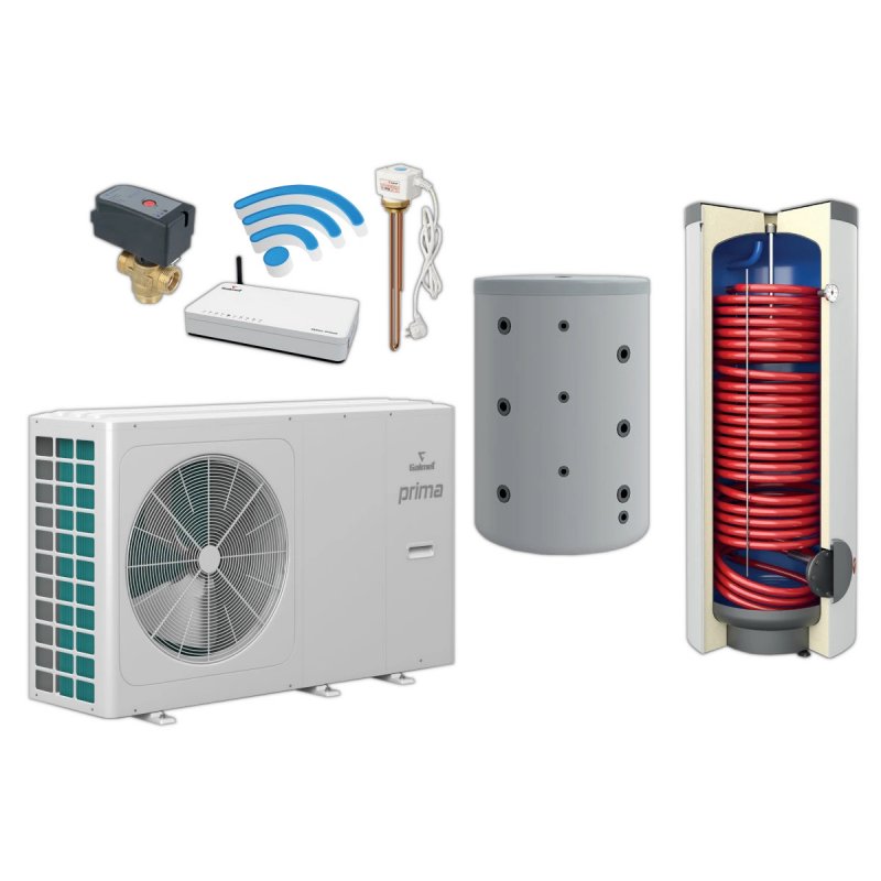 Galmet Zestaw pompa ciepła Prima 3F 16GT monoblok + wymiennik SGW(S) 300 + bufor SG(B) 200 + centrala Sinum + dodatki Kod SG-000079S