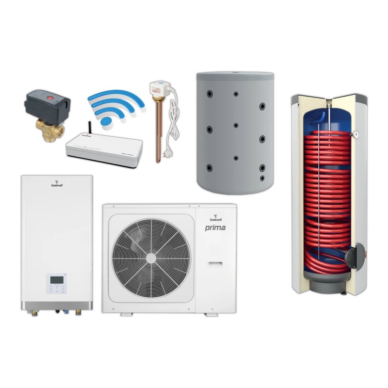 Galmet Zestaw pompa ciepła Prima S3F 12 GT split + wymiennik SGW(S) 300 + bufor SG(B) 200 + centrala Sinum + dodatki Kod SG-000083S