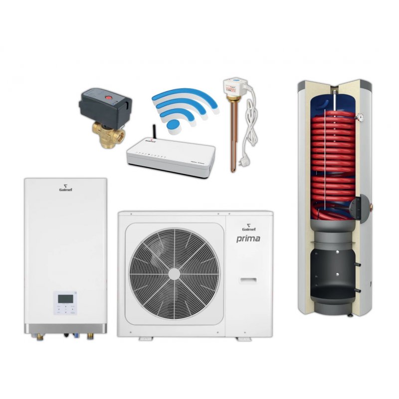 Galmet Zestaw pompa ciepła Prima S3F 12GT split + SG(K) 250/110 + centrala Sinum + dodatki Kod SG-000071S