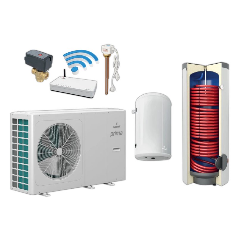 Galmet Zestaw pompa ciepła Prima 8 GT monoblok + wymiennik SGW(S) 200 + bufor SG(B) 60 + centrala Sinum + dodatki Kod SG-000045S