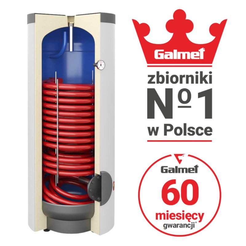 Galmet Maxi 1000l SGW(S) Wymiennik z powiększoną wężownicą o powierzchni 12m2 do pomp ciepła, izolacja rozbieralna, podwójna anoda tytanowa kod 36-104808N