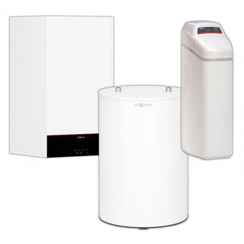 Viessmann VITODENS 100-W 25 kW Pakiet Kocioł + zasobnik Vitocell 100-W Typ CUGA 100l + zmiękczacz wody Aquastilla 25 kod Z028190