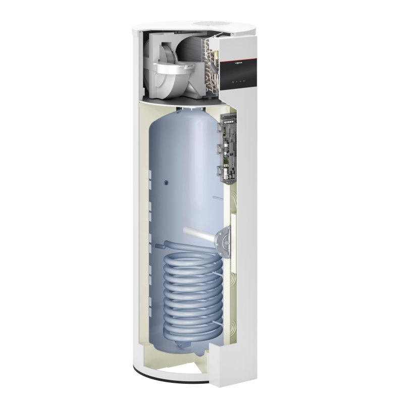 Viessmann Vitocal 060-A T0S-R290 Pompa ciepła do c.w.u. ze zbiornikiem o poj. 251 litrów i wężownicą, praca na powietrzu obiegowym Kod Z028430 